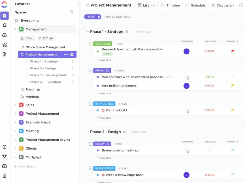 A screenshot of ClickUp.