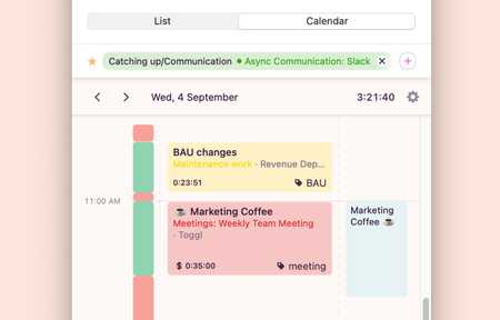 Toggl Track desktop app integrates with calendars