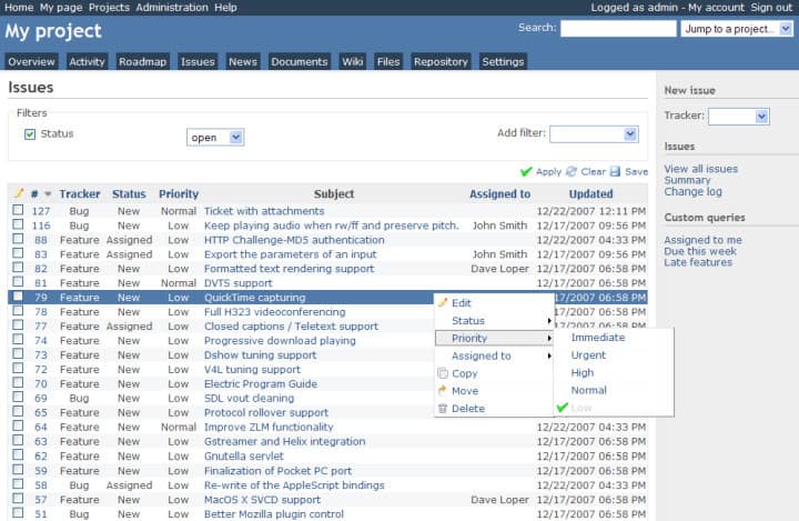 Redmine - Open-source project management tool