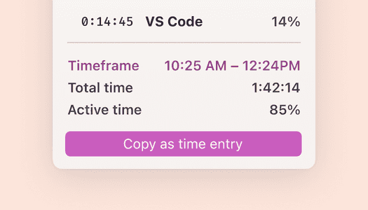 Toggl Track screenshot of background activity and the option to convert them into time entries