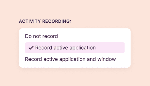 Toggl Track desktop app option to enable or disable activity recording