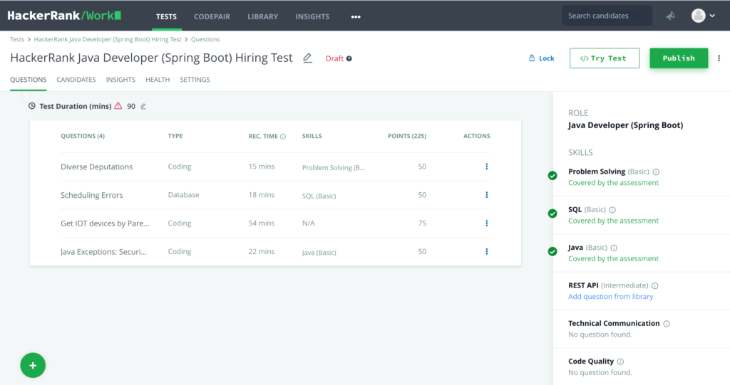 HackerRank skills assessment