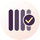 Icon of uptime status bars with a checkmark