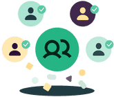 Illustration of a manager with employees getting approved