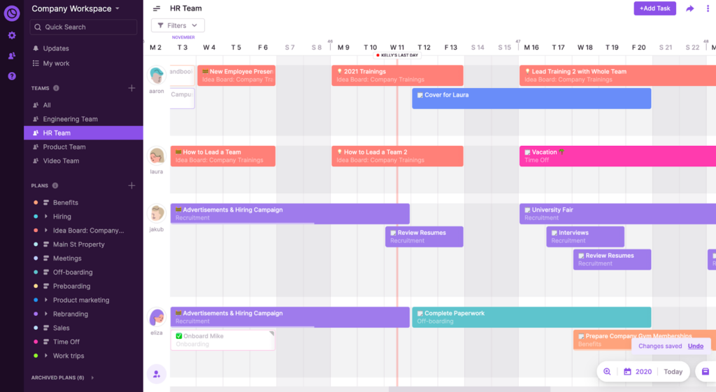 Timeline view in Toggl Plan