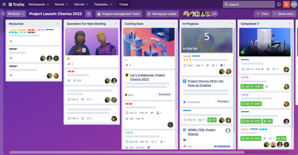 Trello Kanban board style