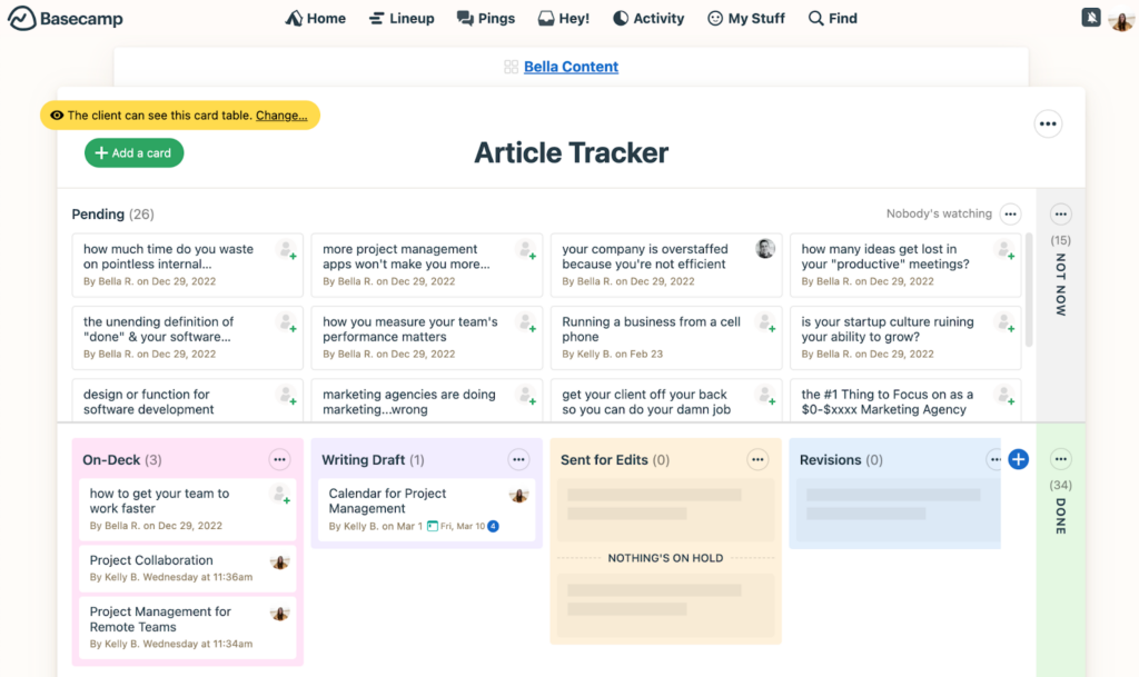 Basecamp screenshot.