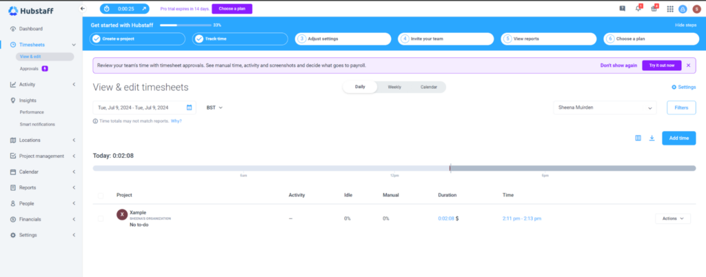 Hubstaff screenshot