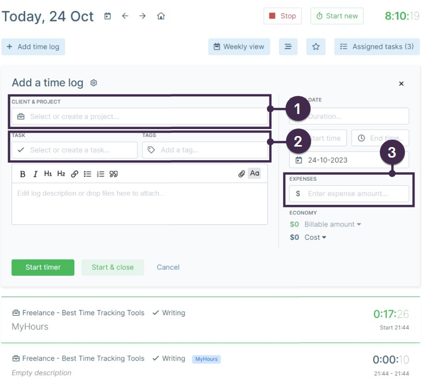 MyHours timesheets