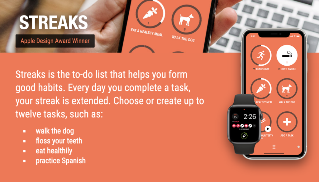 Streaks habit forming app homepage